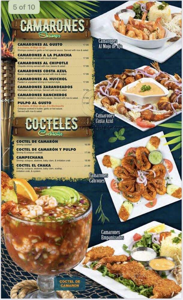 Mariscos El Chaka - Victorville, CA menu_pic