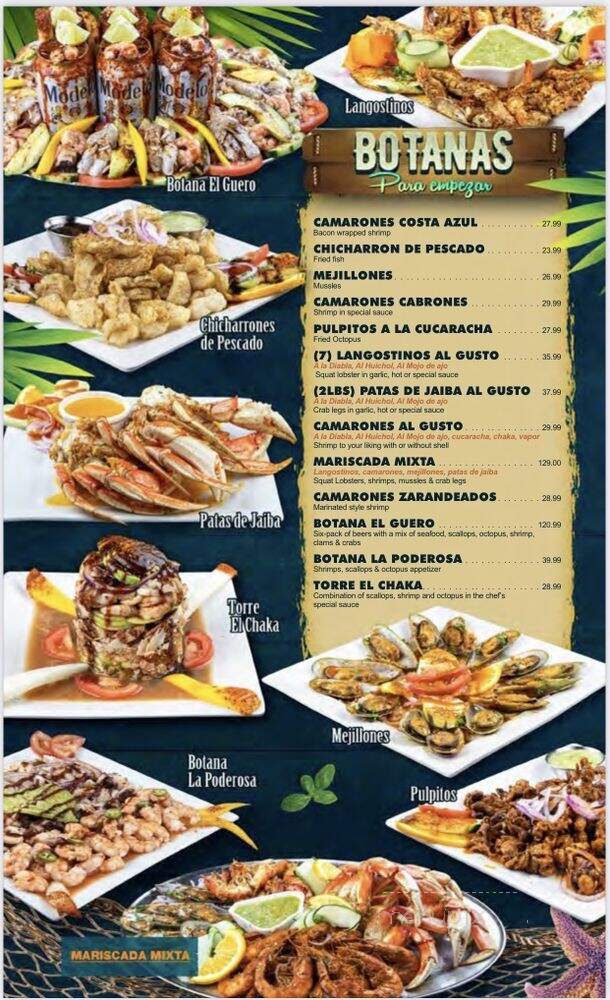Mariscos El Chaka - Victorville, CA menu_pic
