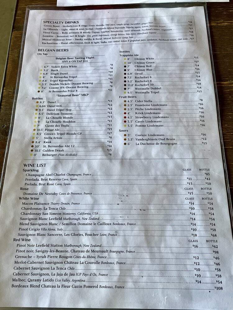 Brussels Bistro - San Clemente, CA menu_pic
