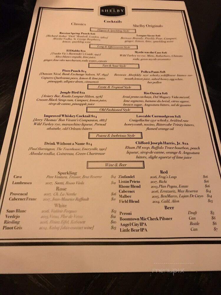 The Shelby - Los Angeles, CA menu_pic