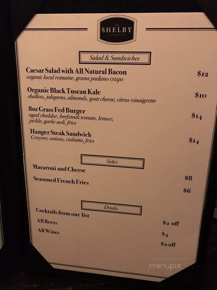 The Shelby - Los Angeles, CA menu_pic