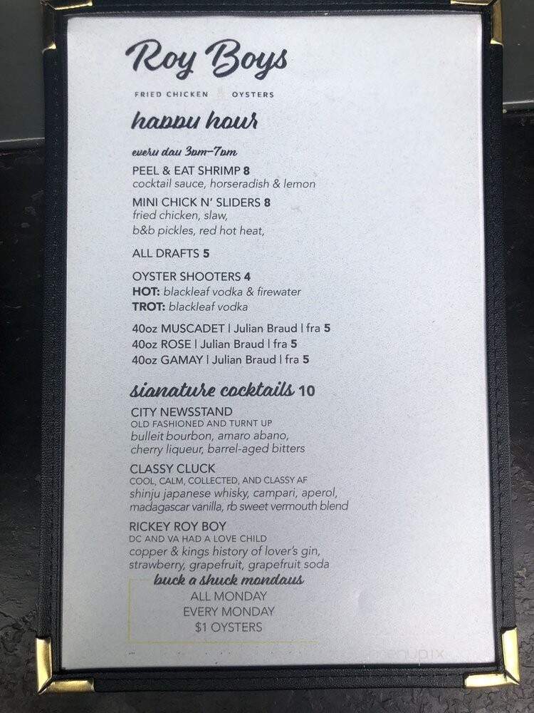 Roy Boys - Washington, DC menu_pic