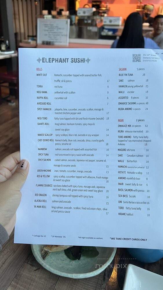 Elephant Sushi - Oakland, CA menu_pic