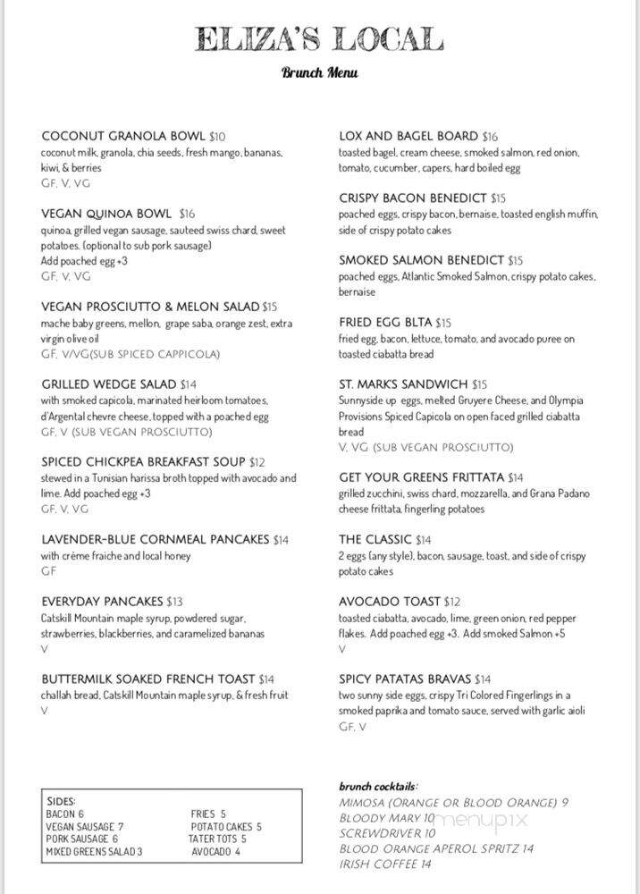 Eliza's Local - New York, NY menu_pic