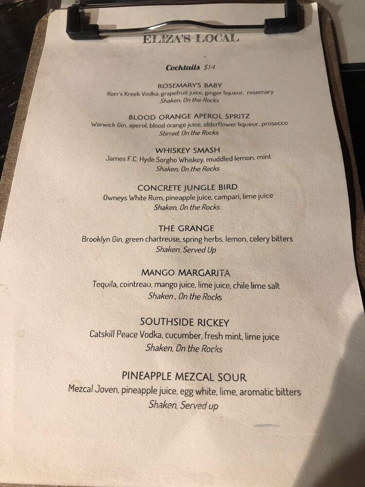 Eliza's Local - New York, NY menu_pic