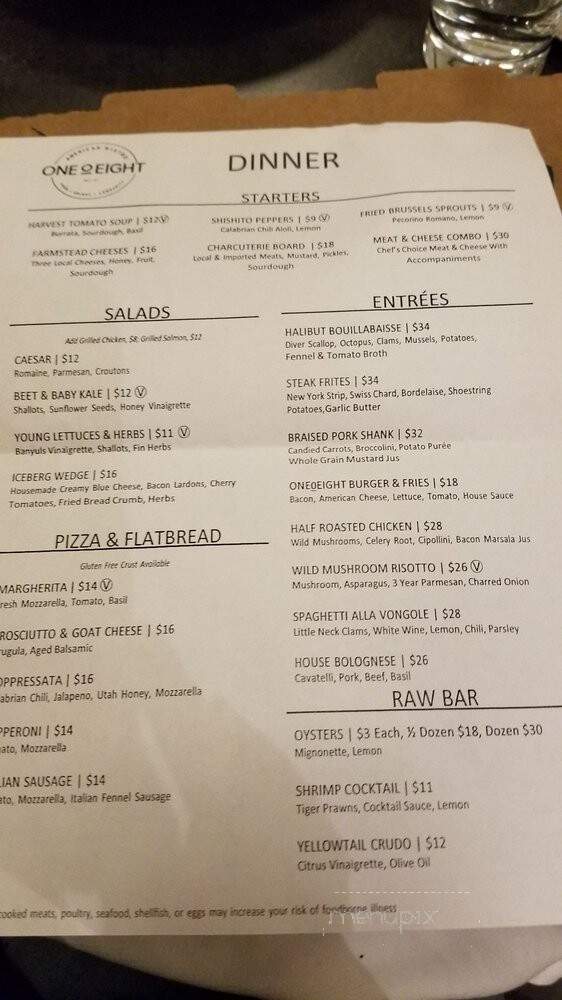 One 0 Eight - Salt Lake City, UT menu_pic