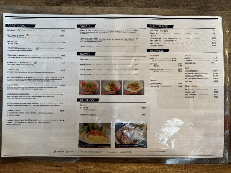 Ramen Josui - Torrance, CA menu_pic