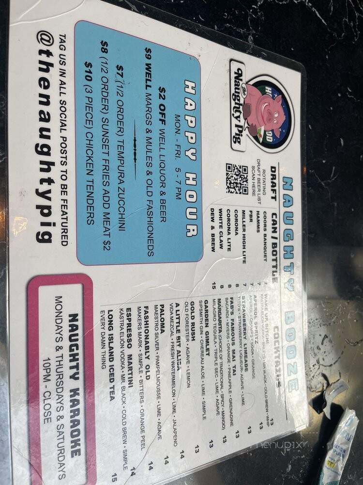 The Naughty Pig - West Hollywood, CA menu_pic