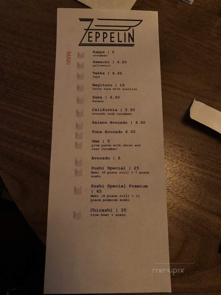 Zeppelin - Washington, DC menu_pic