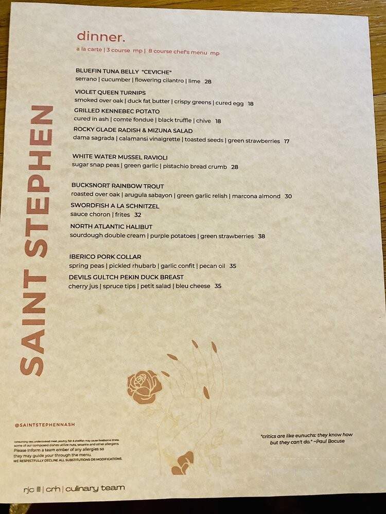 Saint Stephen - Nashville, TN menu_pic