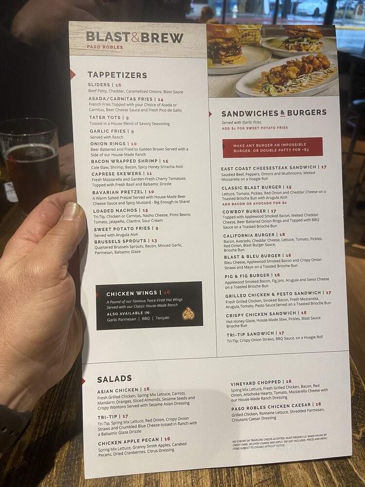 Blast & Brew - Paso Robles, CA menu_pic