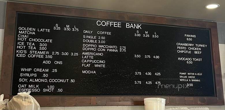 Coffee Bank - Carmel, CA menu_pic