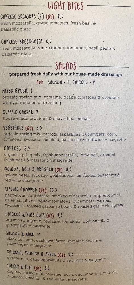 Sauce Pizza & Wine - Dallas, TX menu_pic