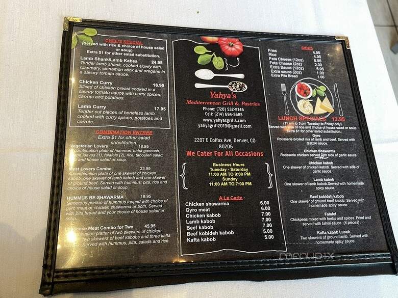 Yahya's Mediterranean Grill & Pastries - Denver, CO menu_pic