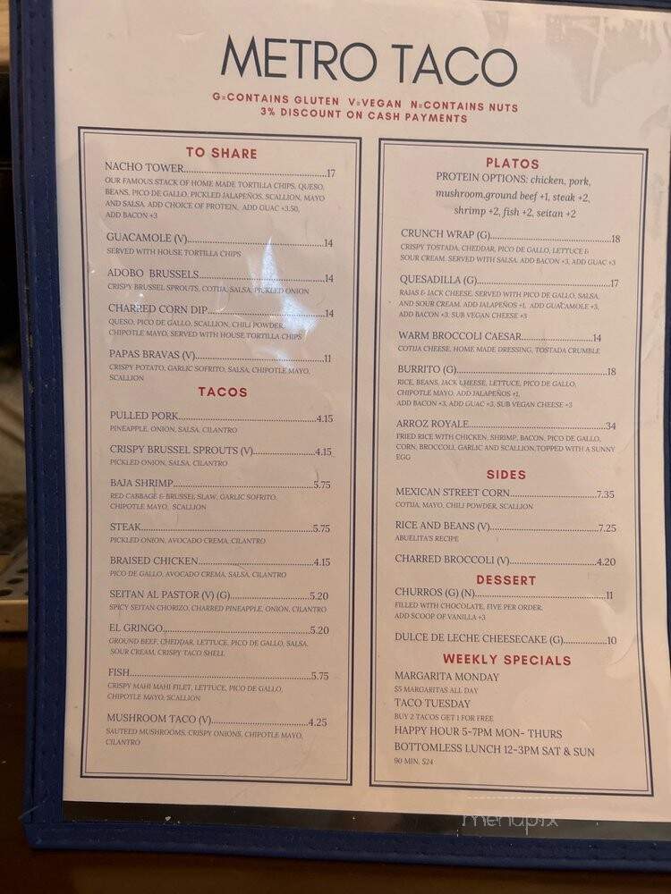 Metro Taco - Queens, NY menu_pic