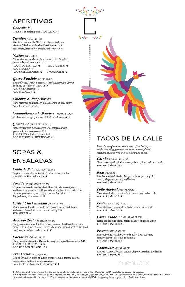 Cielo Cocina Mexicana - Bellevue, WA menu_pic
