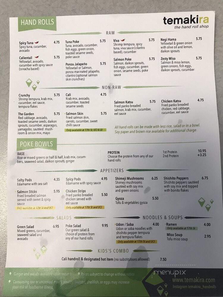 Temakira - Long Beach, CA menu_pic