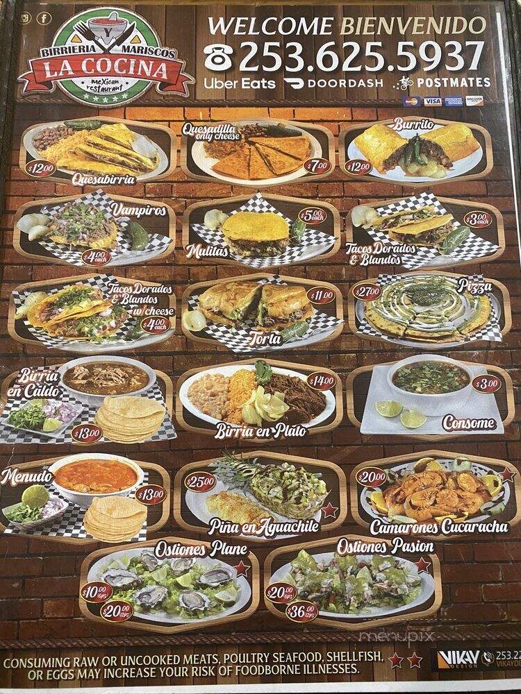 La Cocina Mexican Reataurant - Lakewood, WA menu_pic