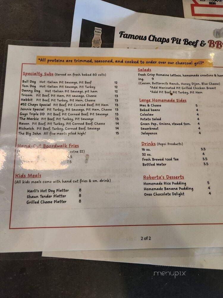 Chaps Pit Beef - Rehoboth Beach, DE menu_pic