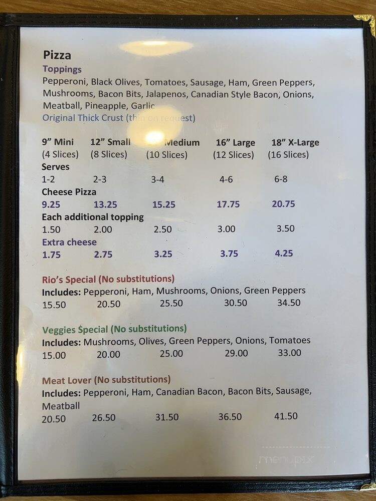 Rio's Pizza - South El Monte, CA menu_pic