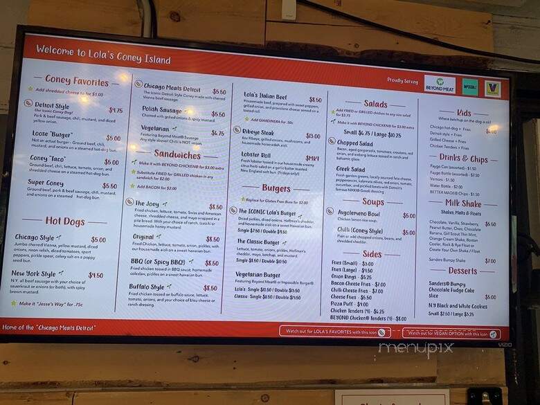 Lola's Coney Island - Chicago, IL menu_pic