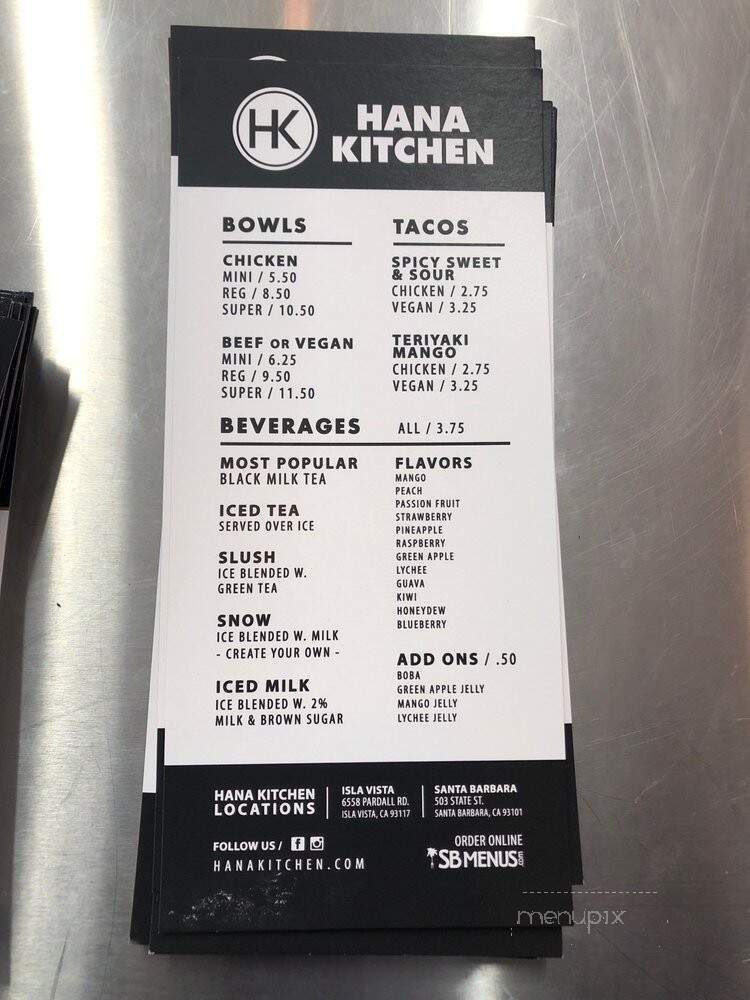 Hana Kitchen - Los Angeles, CA menu_pic
