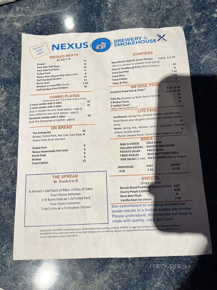 Nexus Blue Smokehouse - Albuquerque, NM menu_pic
