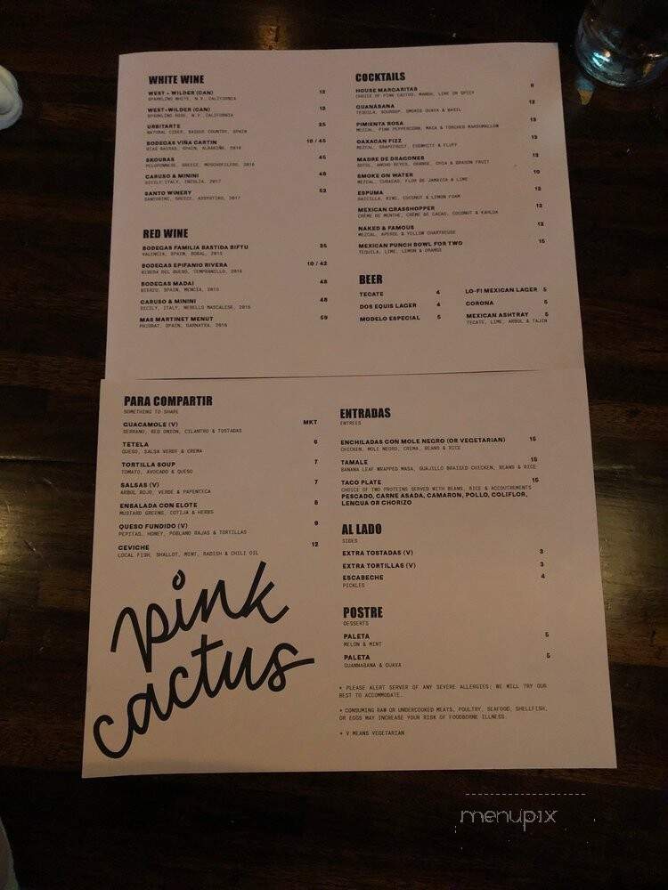 Pink Cactus - Charleston, SC menu_pic