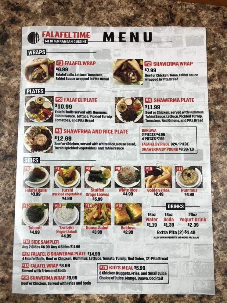 Falafel Time - Las Vegas, NV menu_pic