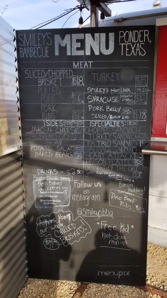 Smiley's Craft Barbecue - Ponder, TX menu_pic