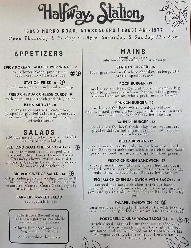 Halfway Station - Atascadero, CA menu_pic