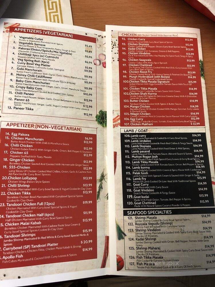Curry Bowl - Folsom, CA menu_pic