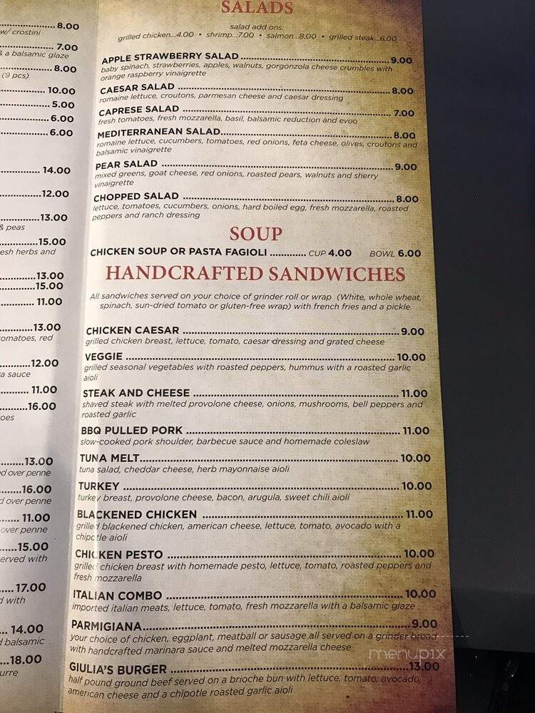Giulia's Pizza Restaurant - Cromwell, CT menu_pic