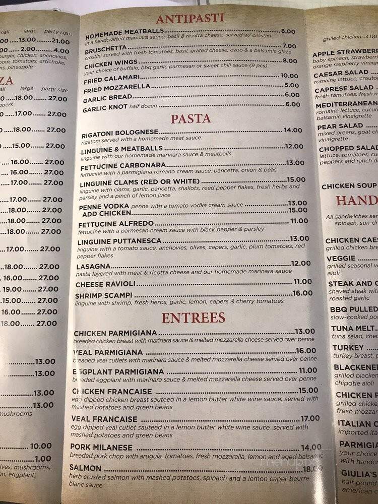 Giulia's Pizza Restaurant - Cromwell, CT menu_pic