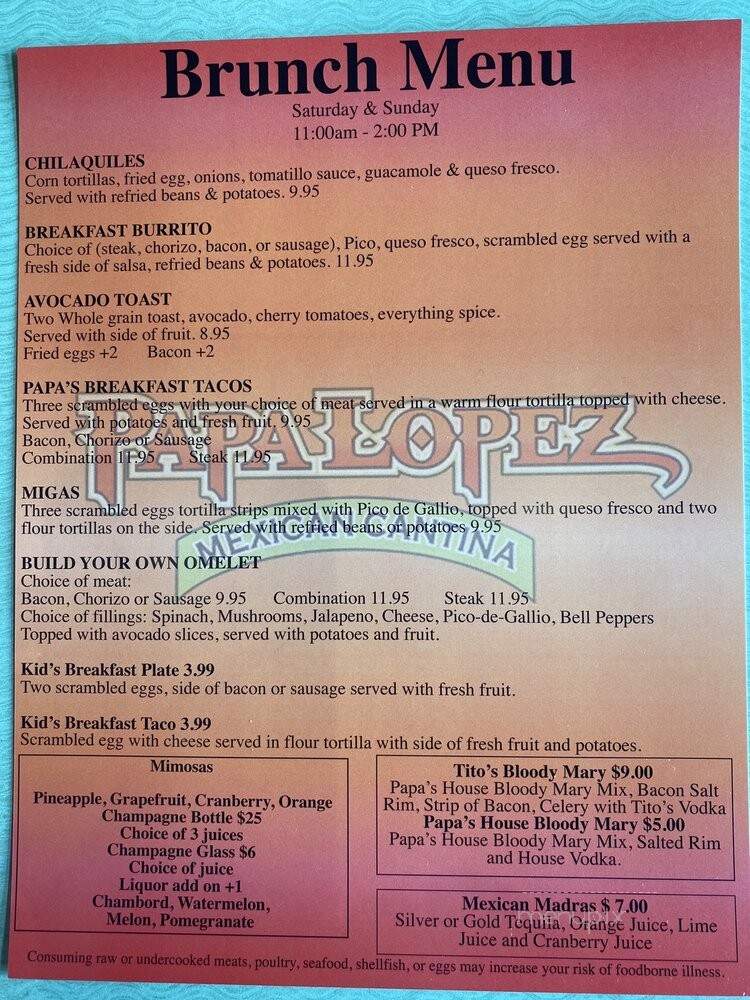 Papa Lopez - Frisco, TX menu_pic