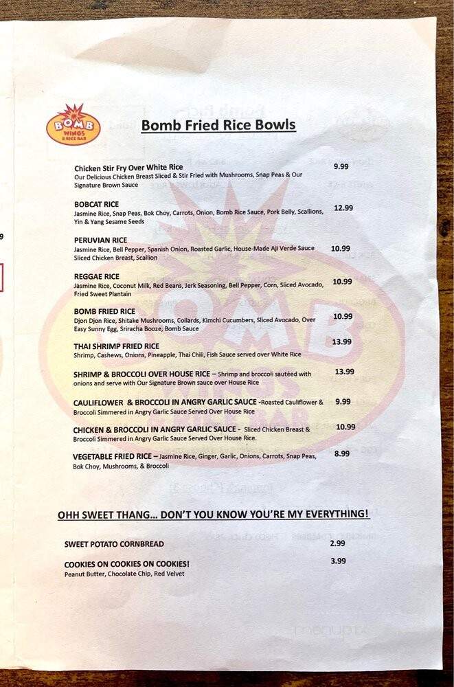 Bomb Wings & Rice Bar - Hamden, CT menu_pic