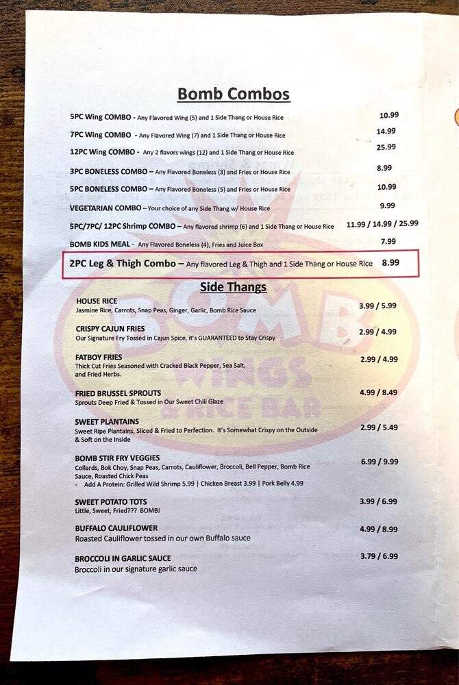 Bomb Wings & Rice Bar - Hamden, CT menu_pic