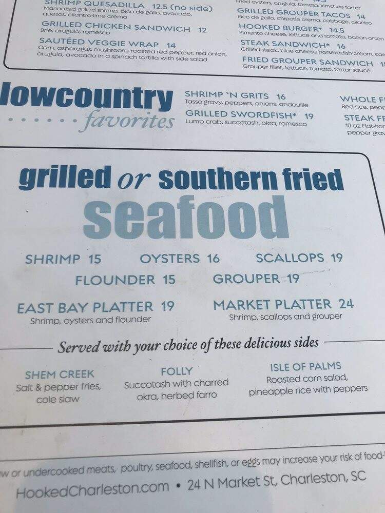 Hooked Seafood - Charleston, SC menu_pic