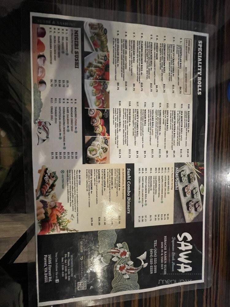 Sawa Japanese Steakhouse - Forest, VA menu_pic