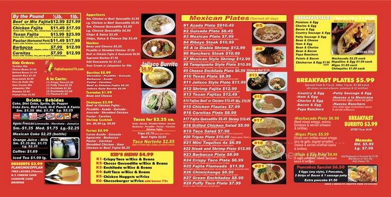 Fajita Express Mexican Grill - Leon Valley, TX menu_pic
