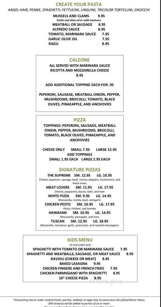 Papa's Italian Cuisine And Grill - Jacksonville, FL menu_pic
