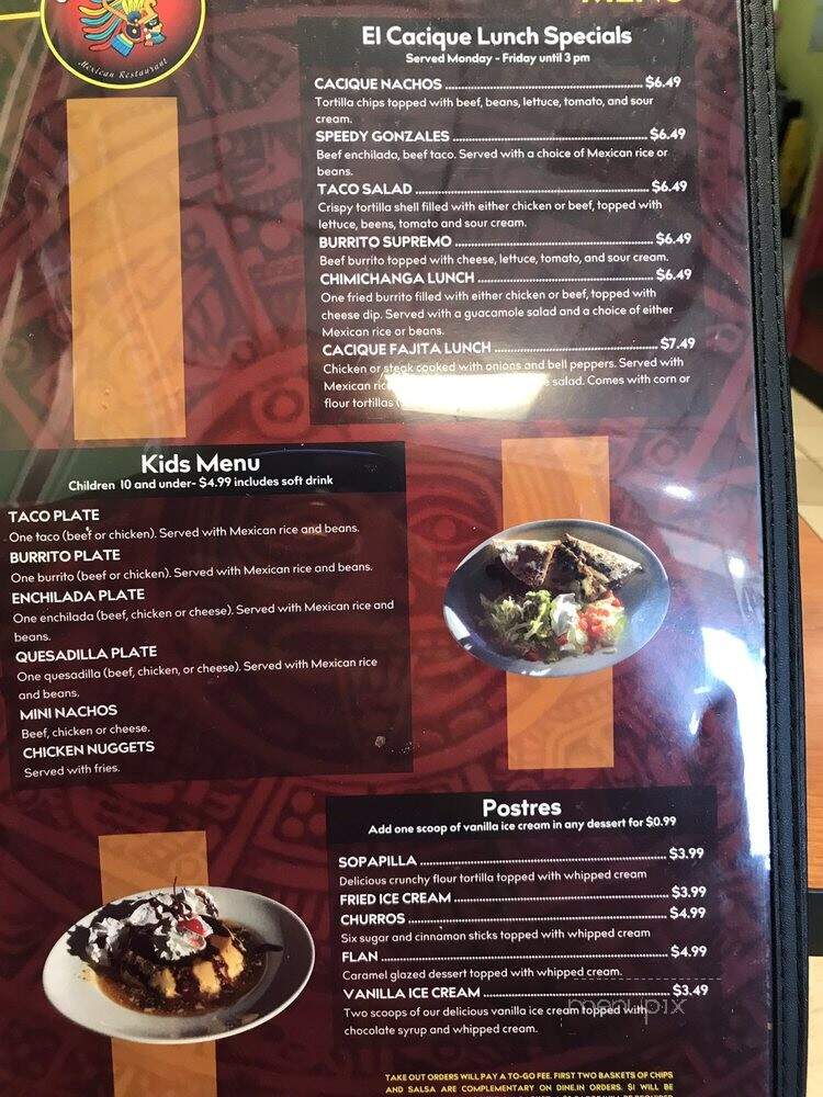 El Cacique Mexican Restaurant - McDonough, GA menu_pic