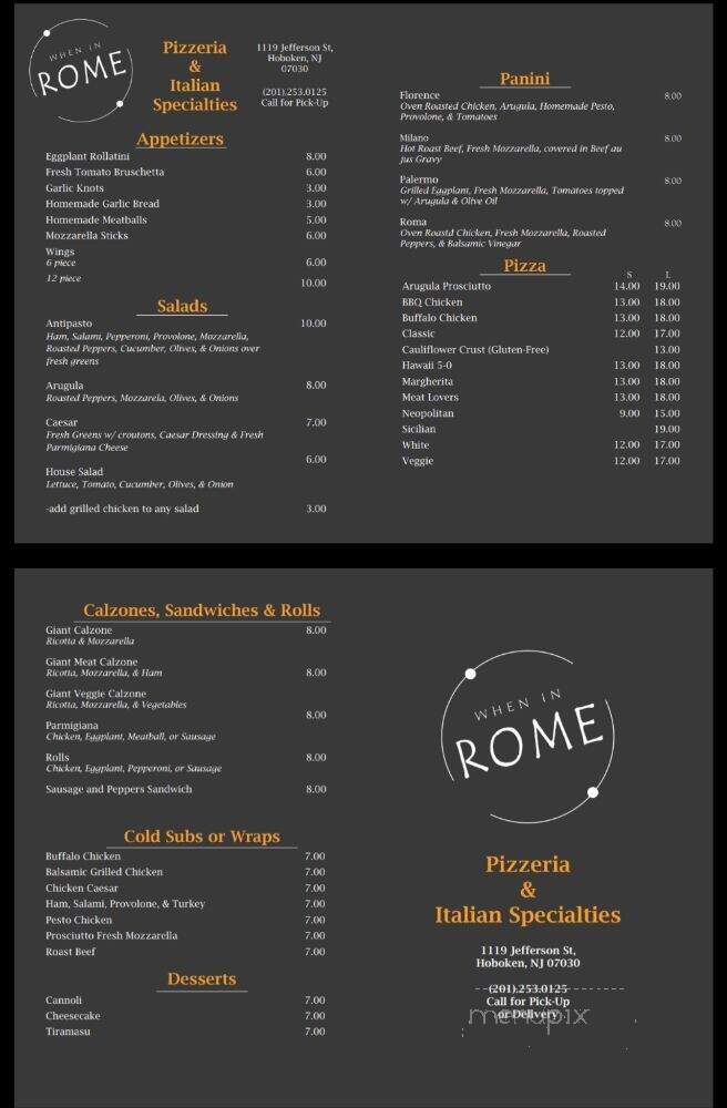 When In Rome - Hoboken, NJ menu_pic