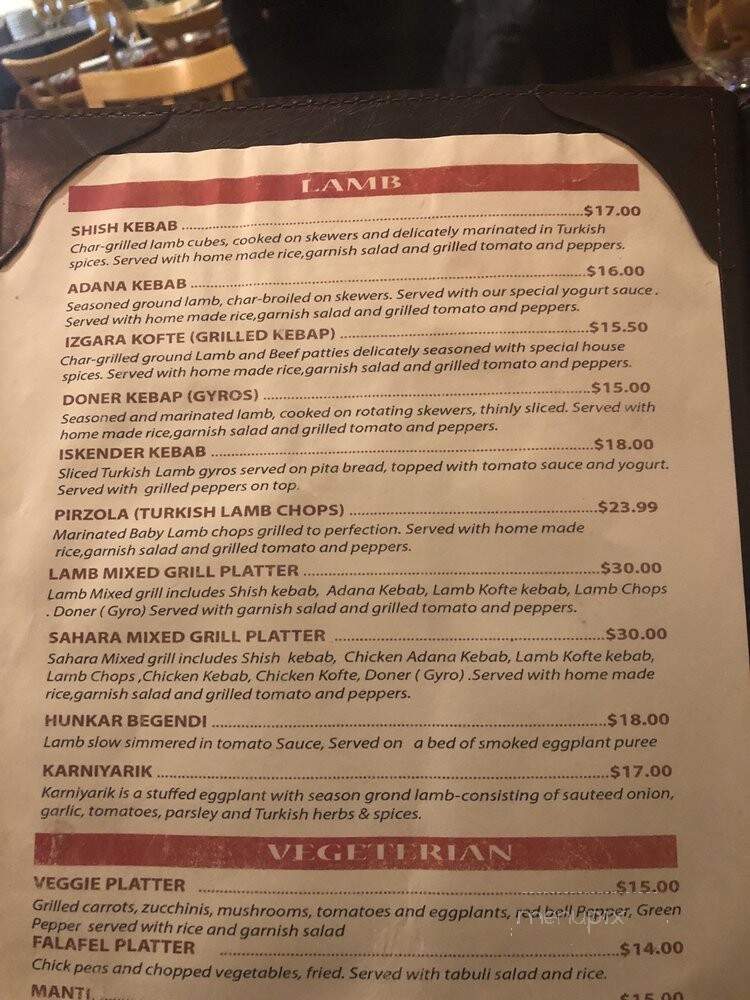 Sahara Restaurant & Grill - Pittsburgh, PA menu_pic
