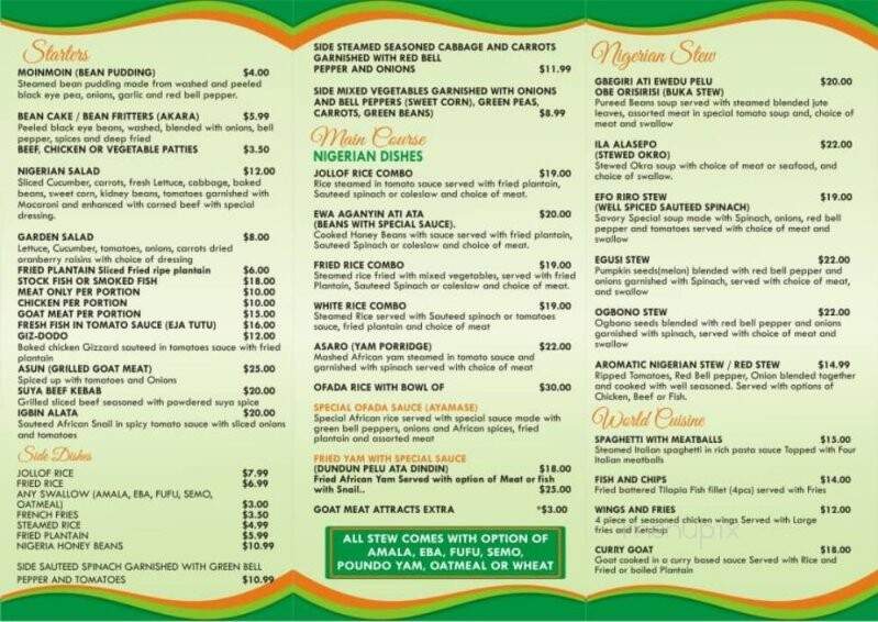 Aduke's African Cuisine - Los Angeles, CA menu_pic