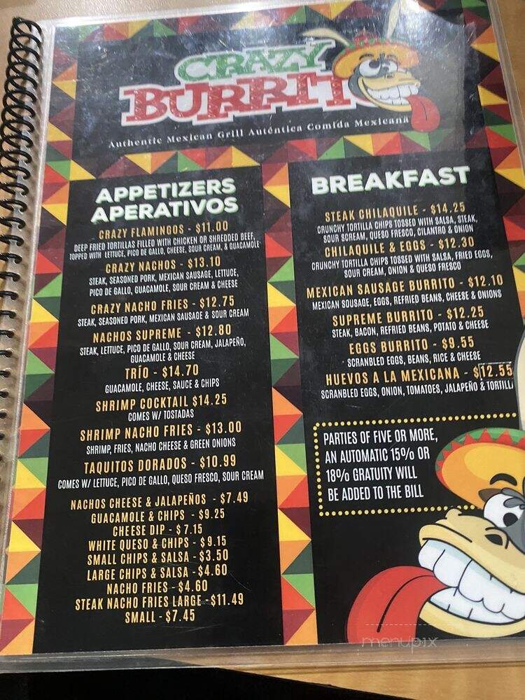 Crazy Burrito II - Dunedin, FL menu_pic
