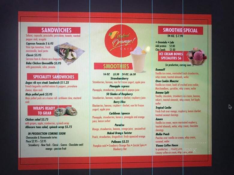 Naked Orange Cafe - Miami, FL menu_pic