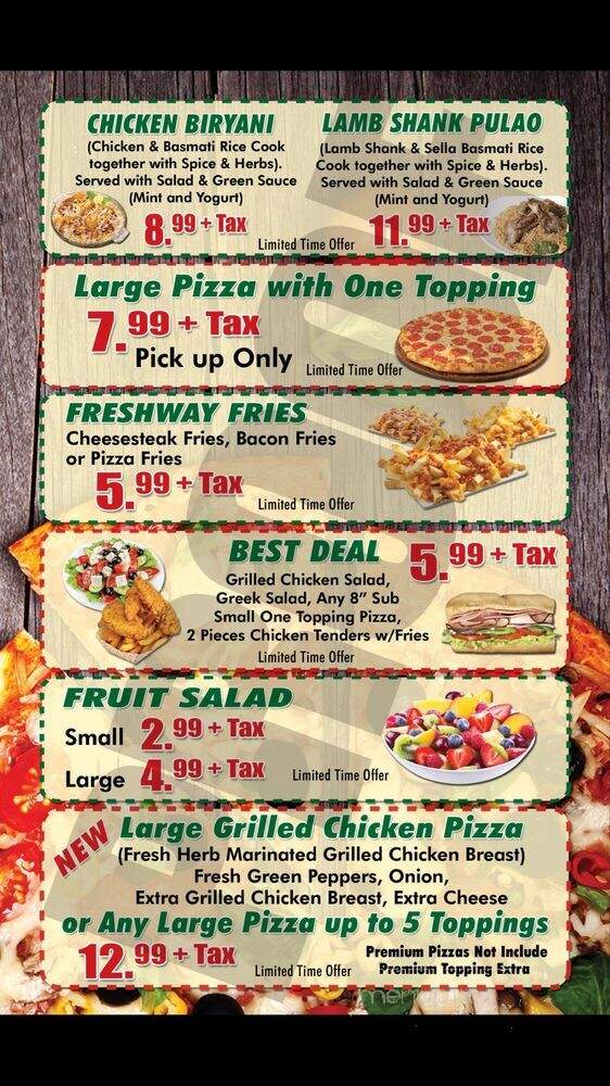 Freshway Pizza - Annandale, VA menu_pic
