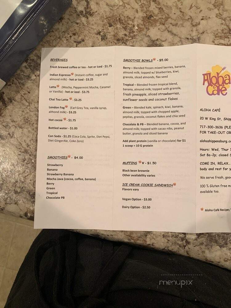 Aloha Cafe - Shippensburg, PA menu_pic