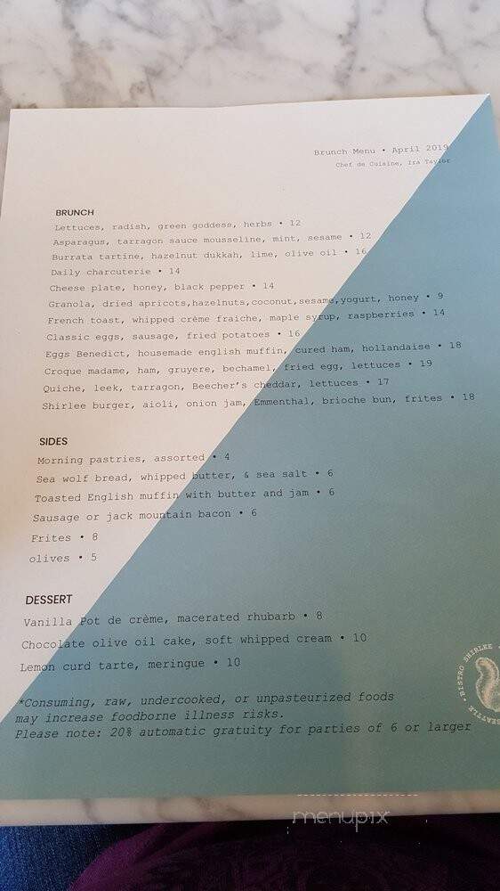 Bistro Shirlee - Seattle, WA menu_pic